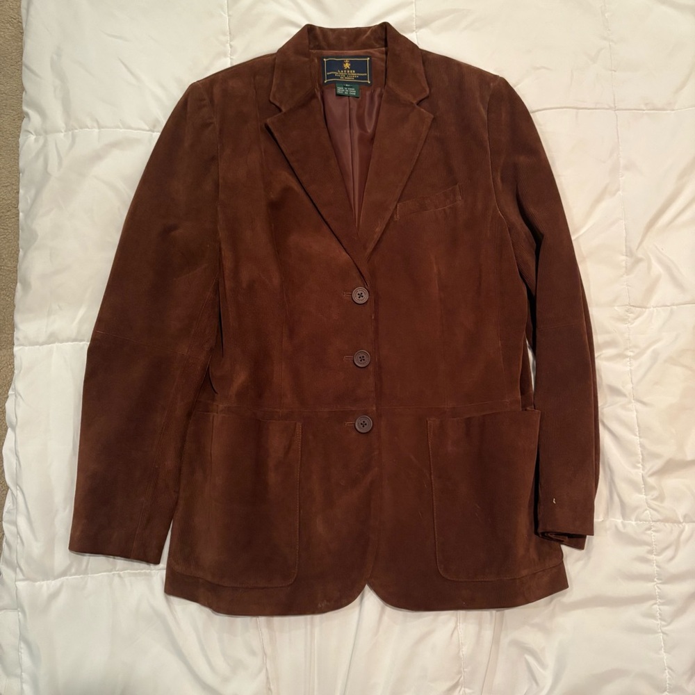 Lauren Brown Corduroy-Style Leather Blazer large